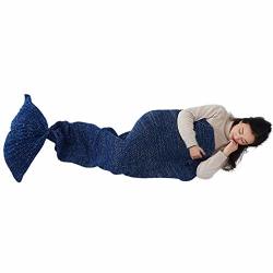 Adarl Christmas Knitted Throw Blanket Cozy Mermaid Tail Blanket Handmade Living Room Sleeping Bag For Kids Adult A9 71X35.5INCH