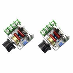 Maxmoral 2PCS Ac 220V 2000W Motor Speed Controller Scr High-power Electronic Voltage Regulator Module Dimming Dimmers Adjustable Thermostat Motor Controller
