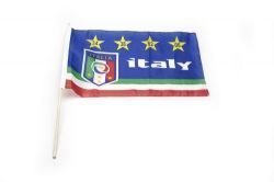 Italia Fifa World Cup 4 Star Italy Large 12 X 18 Inch Stick Flag Banner On A 2 Foot Wooden Stick .. Great Quality Polyester ... New