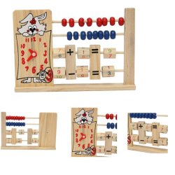 Wooden Clock Number Maths Counting Abacus Bead Kids Educational Calculating Toy