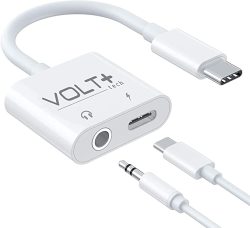 Volt Plus Tech Headphone Aux Adapter For Blackberry Motion With Usb-c To 3.5MM 18 Audio & Charging Port