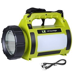 Le 1000LM Rechargeable Camping Lantern 3600MAH Power Bank Super Bright Flashlight 3 Modes Lamp Dimmable LED Spotlight 10W Outdoor Searchlight Area Light IPX4 Water Resistant Torch