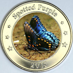 West Nusa Tenggara $1 Spotted Purple Butterfly Fantasy Coin 2015
