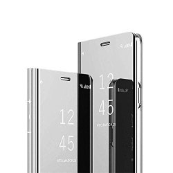 Samsung Galaxy Note 8 Case Cover Emaxeler Stylish Mirror Plating Flip Full Body Protective Reflection Ultra Thin Hard Anti-scratch Shockproof Frame For Samsung Note 8 Mirror:silver