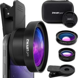 Cell Phone Lens Attachment Zwartpro 2 In 1 Wide Angle & Macro Camera Lens Kit For Iphone Ipad And Most Android Mobiles Phones & Tablets + Protective Case Bigeye 53MM