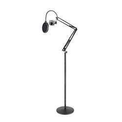 Pyle Microphone Boom Suspension Stand - Scissor Spring Arm Floor MIC Stand With Shock Mount & Pop Filter PMKSH28