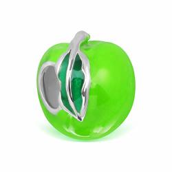 Withlovesilver 925 Sterling Silver Fruit Apple Charm Bead Bracelets Green Apple