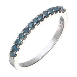 Sterling Silver Blue Diamond Wedding Band 1 6 Ct In Size 6