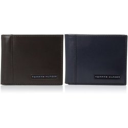 Tommy Hilfiger Men's Leather Cambridge Passcase Wallet With Removable Card Holder Brown navy