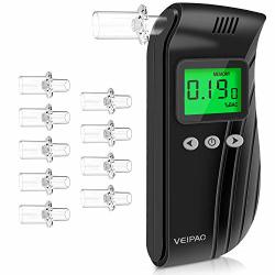 Breathalyzer Fda Certification Veipao Professional Alcohol Tester USB Rechargeable Portable And Easy For Personal Use Alcohol Breathalyser With Digital Lcd 10 Mouthpieces And 1 Store Bag