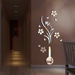 Vase Alrens Tm Luxury Plum Flowers Pattern 3d Mirror Wall Stickers Living Room Entrance Bedroom Tv Wall Decals Marriage Room Decorated Dining Room D