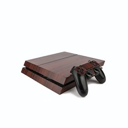 Premium PS4 Playstation 4 Wood Effect Vinyl Wrap Skin Cover For PS4 Console And PS4 Controllers: Dark Mahogany