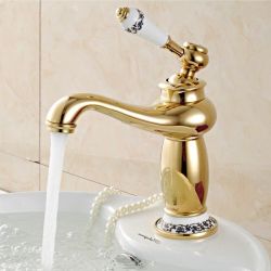 Golden Single Handle Bathroom Mixer Faucet Tap 8001