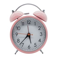 Retro Design Twin Bell Quartz 17CM Alarm Clock - Pink