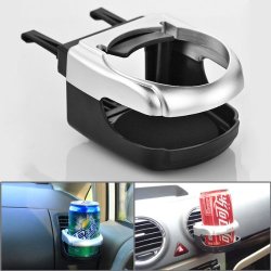 Black Sliver Air-condition Vent Mount Can Drink Cup Bottle Holder Stand