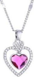 Za Heart Within A Heart Necklace With Crystals From Swarovski
