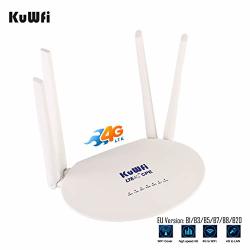 Kuwfi LTE Router 300MBPS Unlocked 4G Wireless Wifi Internet Router With Sim Card Slot 4PCS Non-detachable Antennas Mobile Wifi Hotspot Support B1 B3 B5 B7 B8 B20