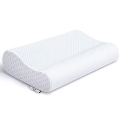 Pon Memory Foam Contour Pillow Neck Support Cervical Bed Pillow For Sleeping Side Sleeper - Relieve Neck Pain With Washable Zippered Soft Cover