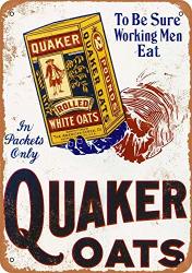 Quaker Rolled White Oats Wall Tin Sign Iron Painting Vintage Metal Sheet Personalized Creativity Art For Bar Garage Cafe Home Funny Poster Hanging Decoration Crafts
