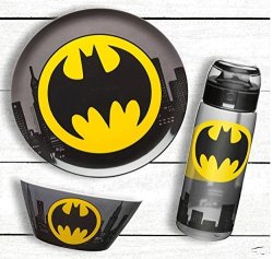 Zak Design Dc Comic Batman Inspired Kids Mealtime Set Includes Plate Bowl & Water Bottle Bpa Free 3PC Set