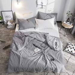 Leadtimes Grey Comforter For Summer Cotton Pompom Lightweight