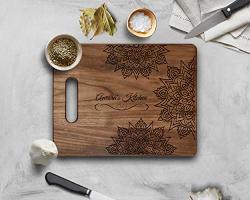 Krezy Case Beautiful Mandala Wooden Cutting Board Engraved Personalized Name Walnut Cutting Board Wedding Christmas Gift For Mom Mother's Day Gift