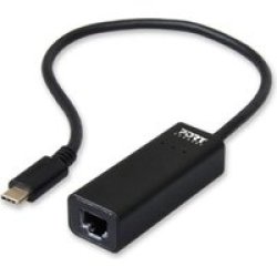 Port Design USB Type-c To Network RJ45 Adapter - Black
