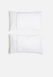 Eclipse Embroidered Pillowcase Set - White & Grey