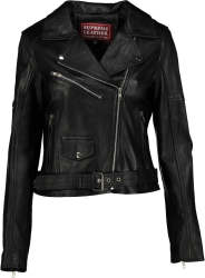 Women's Donna Leather Biker Jacket - - 4XL