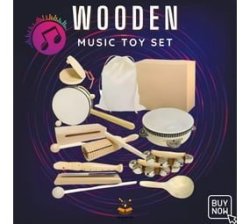 Musical Toy Instruments For Kids 10 Pcs Wooden Set For Babies Toddlers & Kids