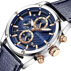 Men Watches Business Mf MINI Focus Quartz Waterproof 30M Blue Casual Wristwatch Sport Design Leather Band Strap Wrist Watchs For Men Gift