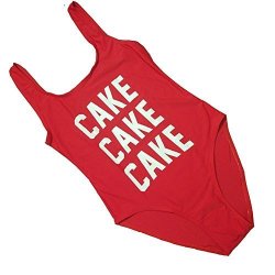 Cake Shifeier Letter One Piece Swimsuit Red M