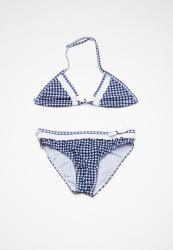 POP CANDY Gingham Check Frill Bikini - Blue & White