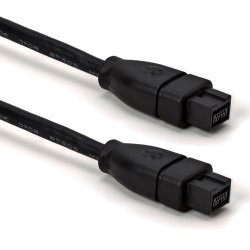 Black Ieee 1394 Firewire 800 To Firewire 800 Cable 9 PIN 9 Pin Male Male 15 Ft