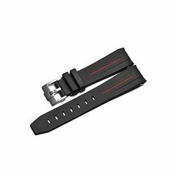 20MM Rubber Watchband Strap W tang Buckle Fit For Rolex Gmt Yatch Master 16622 Watches 20 Mm Red Line