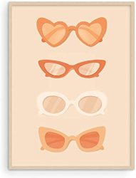 Haus And Hues Sunglasses Art Peach Aesthetic Wall Decor - Fashion Wall Decor And Boho Room Decor For Bedroom Aesthetic Travel Poster Hawaii Surfer