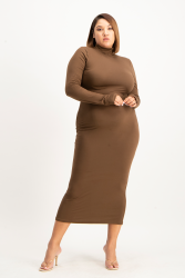 Yolanda Poloneck Bodycon Dress - Pinecone - XL