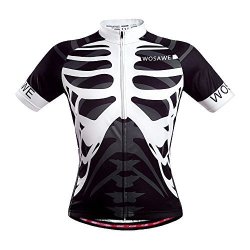 Wosawe Mens Breathable Cycling Jersey Skeleton L