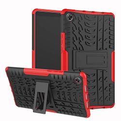 Mediapad M5 8 8.4 Inch Case Armor Dwaybox Hybrid Rugged Heavy Duty Hard Back Cover Case With Kickstand Compatible With Huawei Mediapad M5 8 8.4 Inch SHT-AL09 SHT-W09 Red