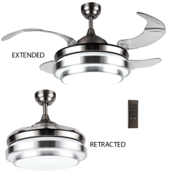 Bright Star Lighting - 54W 4 Blade Ceiling Fan With Extendable Blades & Light