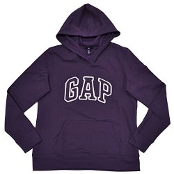 Gap Womens Fleece Arch Logo Pullover Hoodie XS Plum Purple