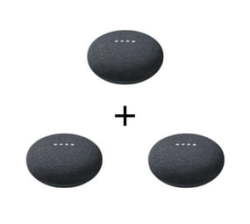 Google 3 X Nest MINI Smart Speakers - Home Audio Bundle - Charcoal Parallel Import