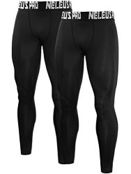 Neleus Men's 2 Pack Compression Pants Running Tights Sport Leggings 6019 Black Us XL Eu 2XL
