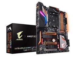 Gigabyte X470 Aorus Gaming 7 WIFI-50 Amd Ryzen AM4 ATX X470 Intel Wave 2 WIFI M.2 AMD 50 Special Edition Swappable LED Overlay gaming Motherboard
