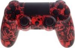 CCMODZ Hydro Dipped Shell For Ps4 Controller With Buttons Grave Skull Red