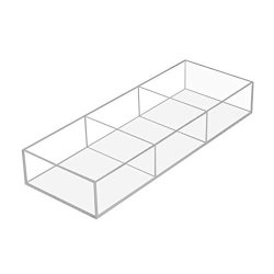 Niubee 3-SECTION Acrylic Drawer Organizer Storage Tray Small Clear Plastic Desk Makeup Drawer Organizer For Kitchen Bathroom Office