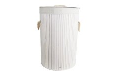 Aqua Homeware Laundry Basket Bamboo Round White