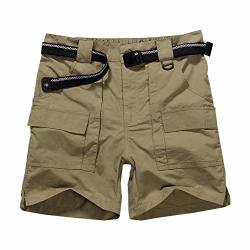 Men's Outdoor Casual Expandable Waist Lightweight Water Resistant Quick Dry Cargo Fishing Hiking Shorts 6033 Khaki 38