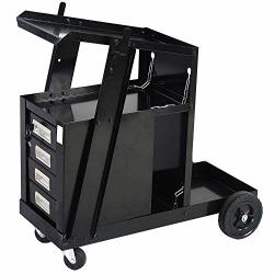 New Portable 4 Drawer Cabinet Welding Welder Cart Plasma Cutter Tank Storage Mig Tig Arc With 2 Safety Chains 100 Lb Capacity