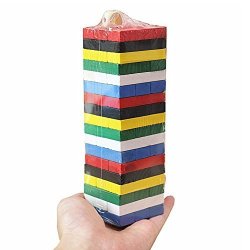 Colored Stacking and Tumbling Timbers Tower Game Colorful-48 SuperLi Wooden Blocks Toppling Tower 